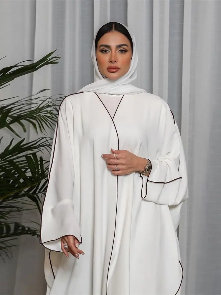 Ramadan White Abaya Dubai Kimono Jalabiya Prayer Clothes For Women Turkey Islam Muslim Modest Dress Robe