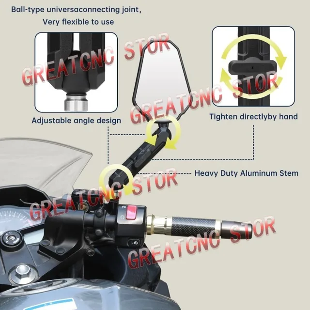 High Quality Universal Motorcycle Rear View Mirrors Foldable Rear View Handlebar Side Mirror Angle Adjustable