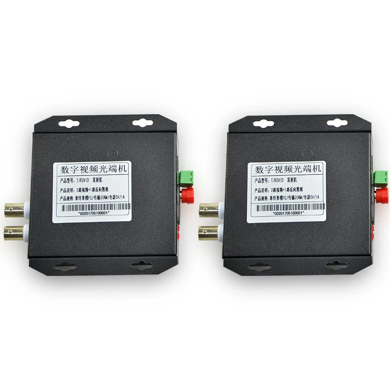 Video optical transceiver with 2 channels and 1 channel of reverse data RS485 single-mode single fiber FC interface 1 unit