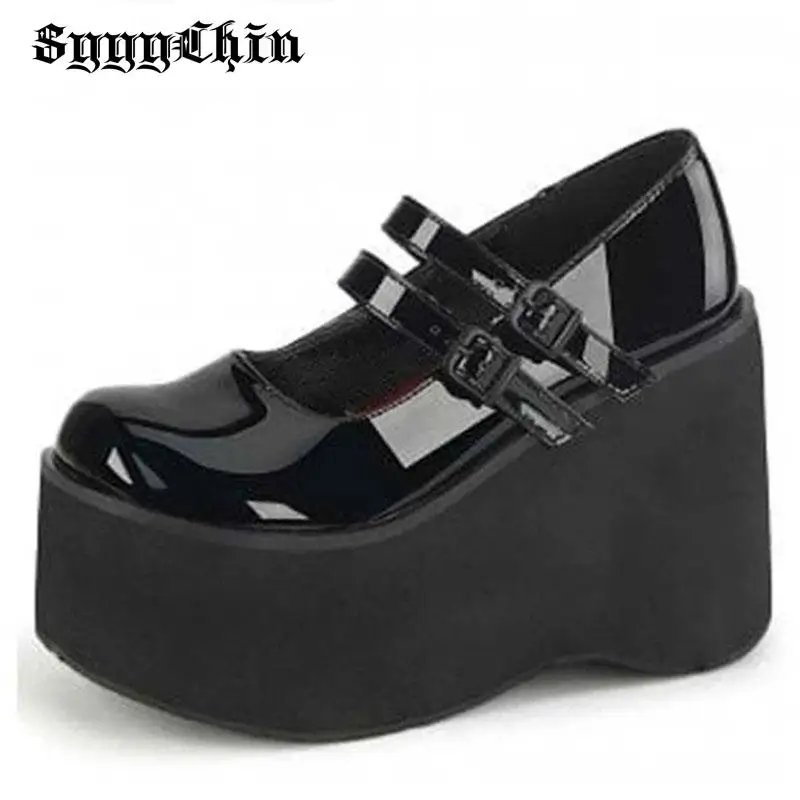 lolita shoes Women Pumps Mary Jane High Heel Platform Wedge Spring Ladies Sandals Belt Buckle Classic Sweet Punk Female