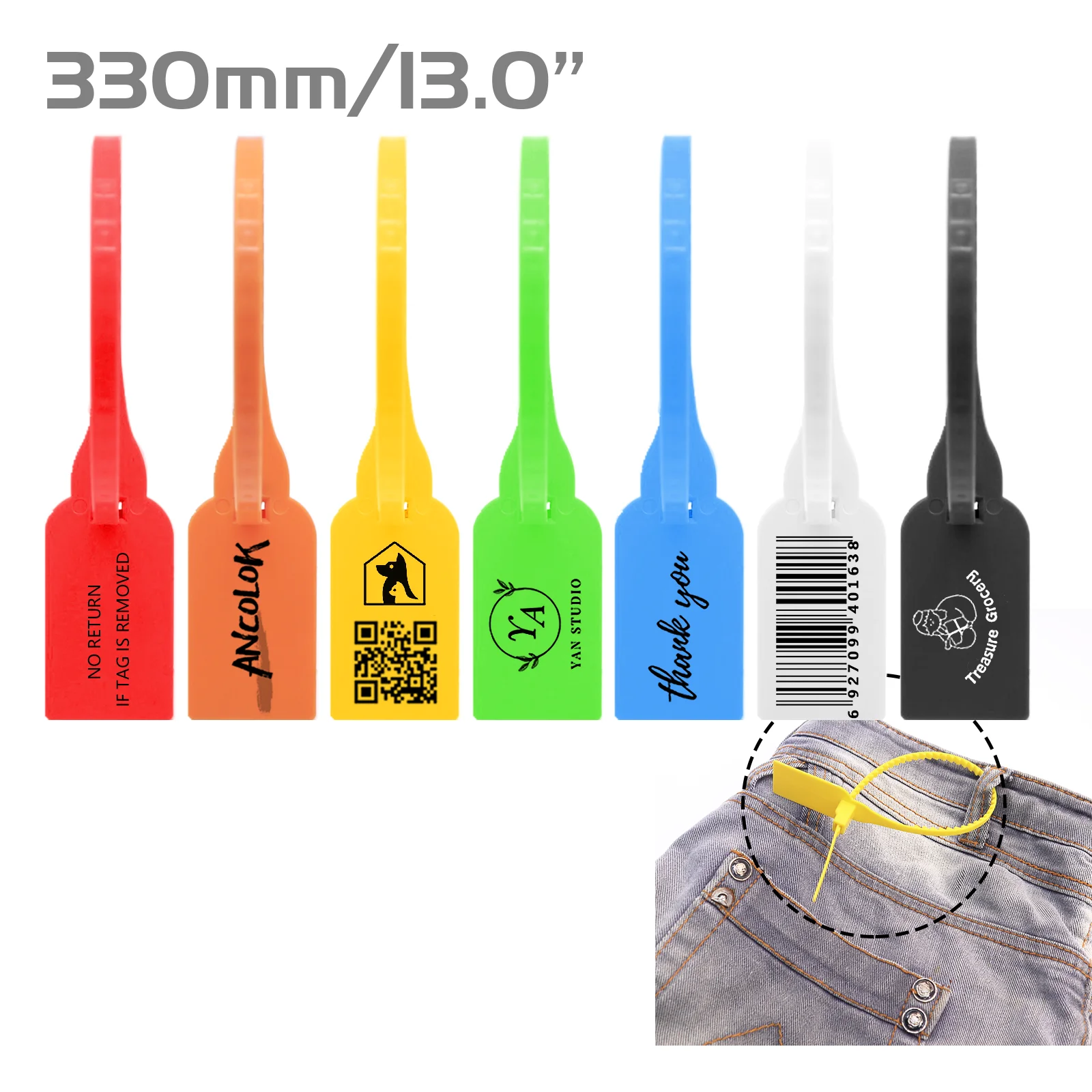 Ancolok 100Pcs Tag Zip Ties Off Labels Plastic Security Garment Clothes Shoe Brand Hang Label Tags Seals