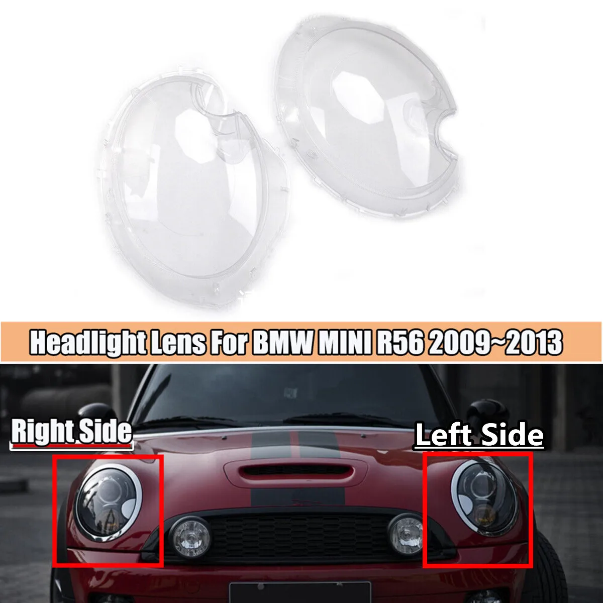 Clear Headlamp Lens Cover Lampshade For Mini R56 Cooper Hatchback 2009-2013 63127270023 63127270024 Headlamp Lens Shell