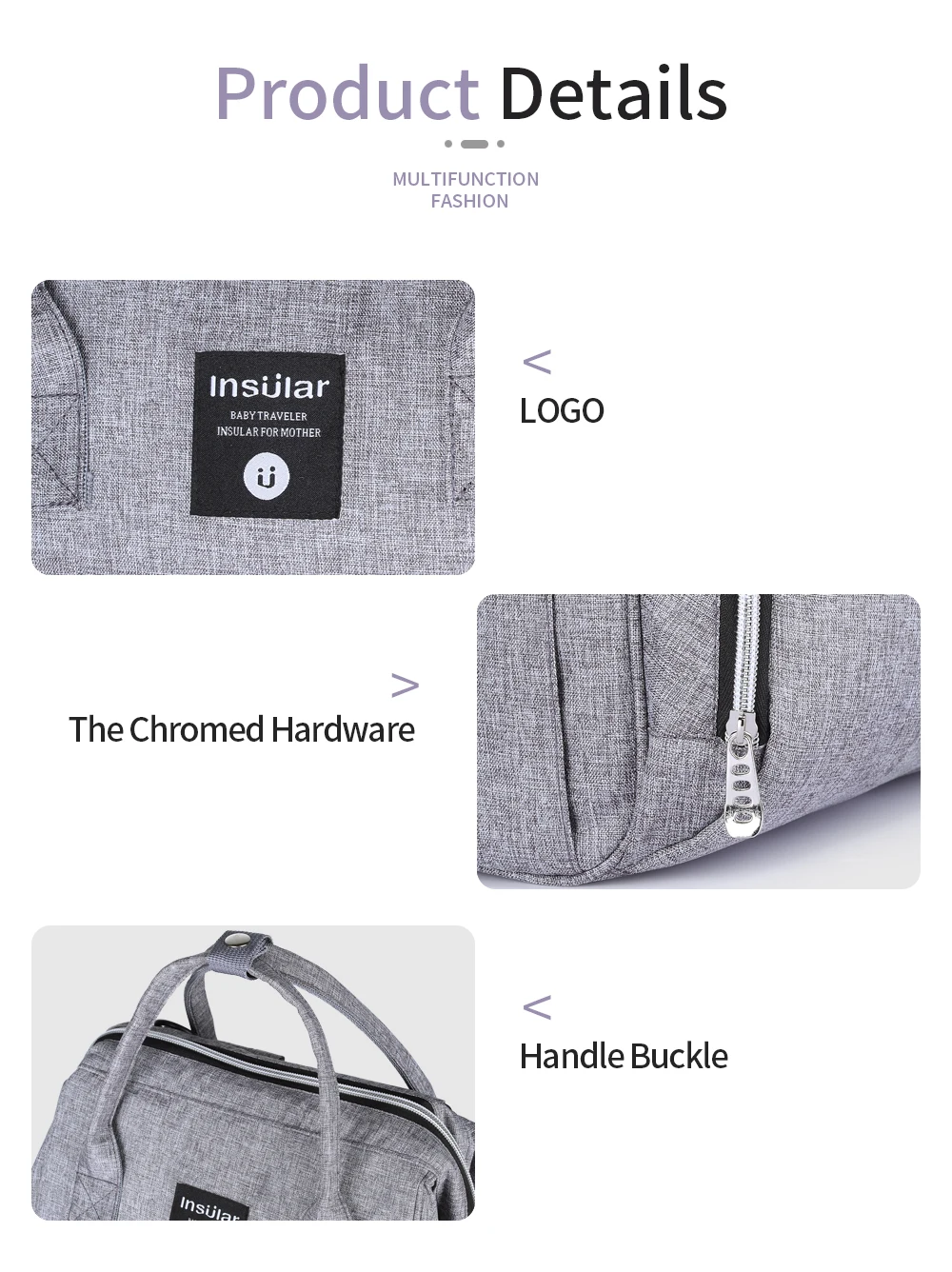 INSULAR Infant Nappy Backpack Mummy Shoulders Package Toddler Diaper Bags Baby Multi-functional Travel Packet Waterproof Outdoor 4