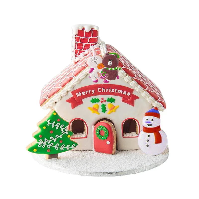 

8PCS 3D Christmas Gingerbread House Mould Plastic Cookie Cutter Set DIY Biscuit Mold Pastry Cake Stamp Baking Tools Accessories