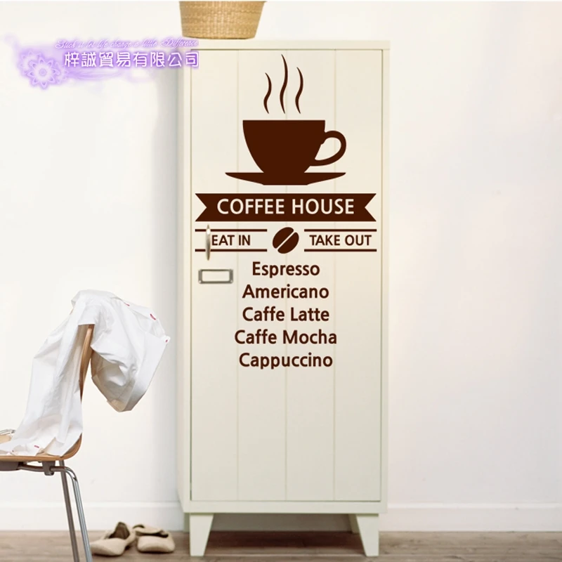 Coffee Shop Sticker Bean Milk tea Decal Cafe Cup Poster Vinyl Art Wall Decor Mural Decoration Break Bread Coffee Glass Decals