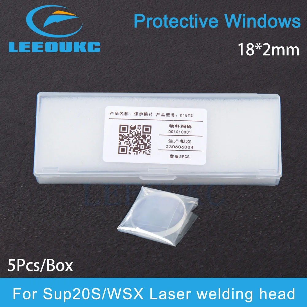 LEEOUKC 5Pcs/Lot Laser Welding Lens Hand-Held Fiber Protective Window Lens 18*2mm For WSX Sup20S Laser Welding Heads