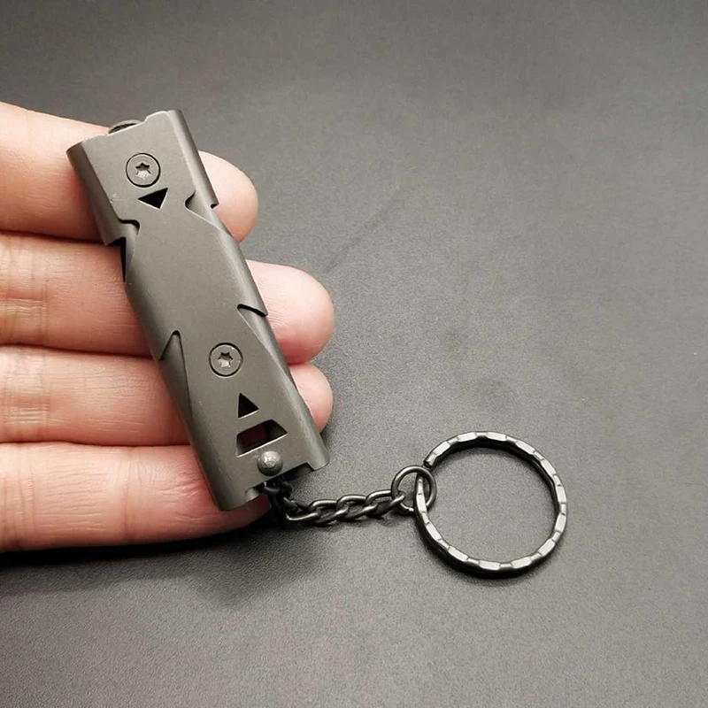 Survival Whistle Double Pipe Burst Sound Outdoor Help Stainless Steel