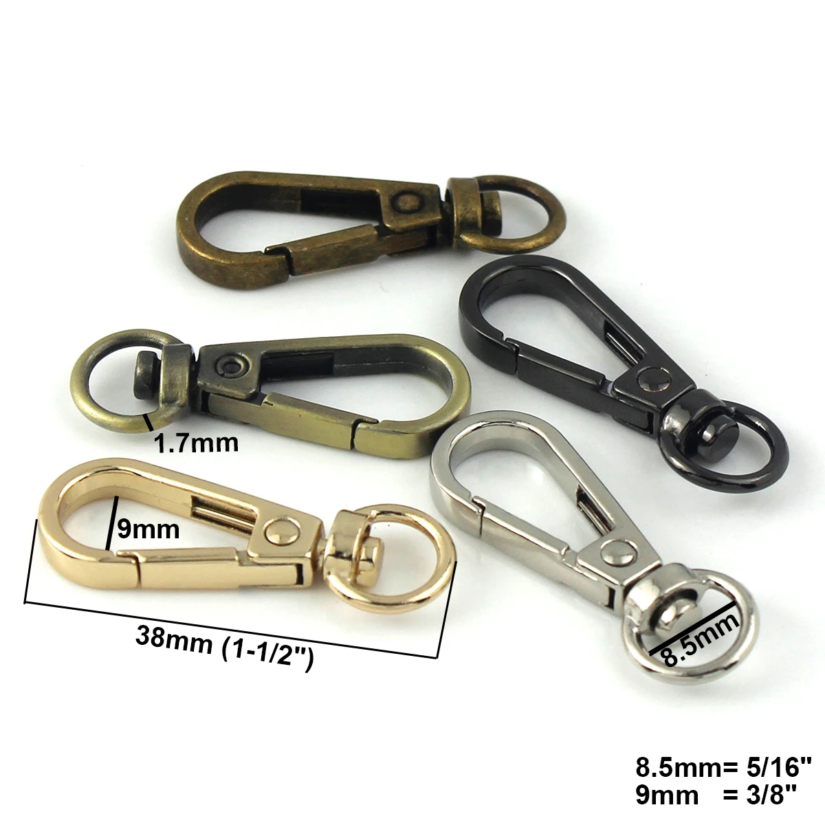 Metal Snap Hook 1piece Metal Swivel O-ring Eye Snap Hook Trigger Clasps Clips for Leather Craft Bag Strap Belt Webbing Keychain Small Size