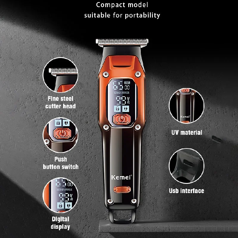 Hair Trimmer Kemei Barber Professional Electric Beard Hair Clipper Rechargeable Lithium Haircut Machine For Men hair clipper hair trimmer