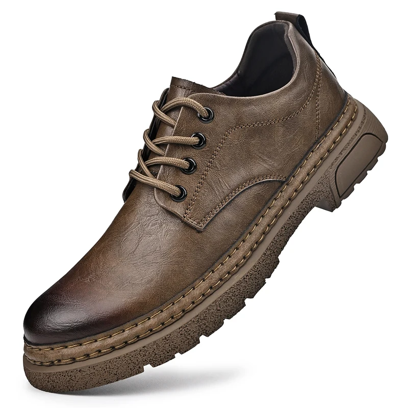 Spring Autumn Men Classic Casual Leather Shoes Fashion Handmade Retro Style Trend