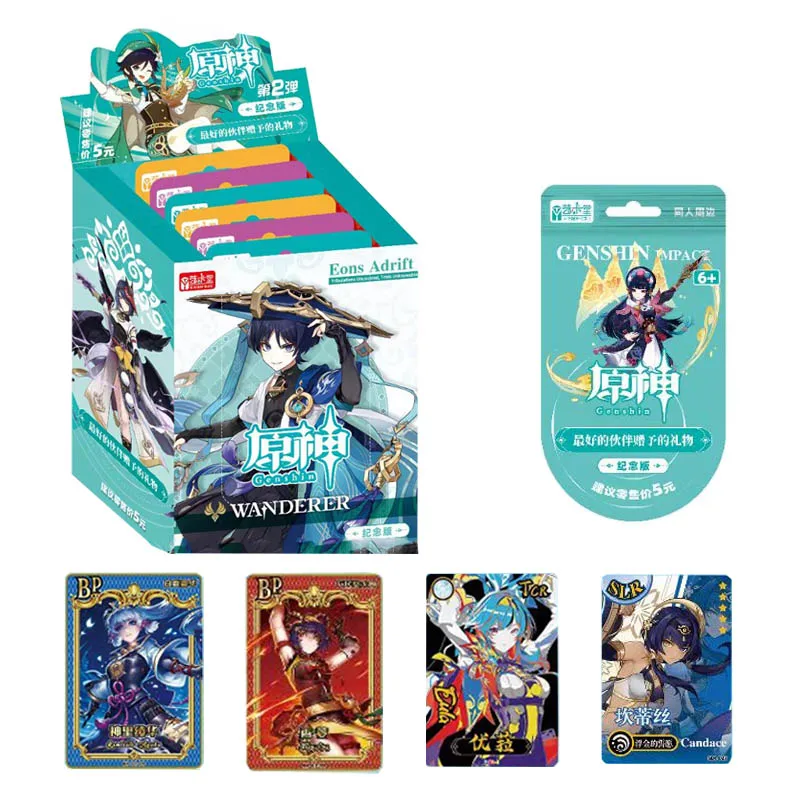 Genshin Impact Collection Cards Commemorative edition Box Original Anime Playing Cards Games Board Toys Carte Gift