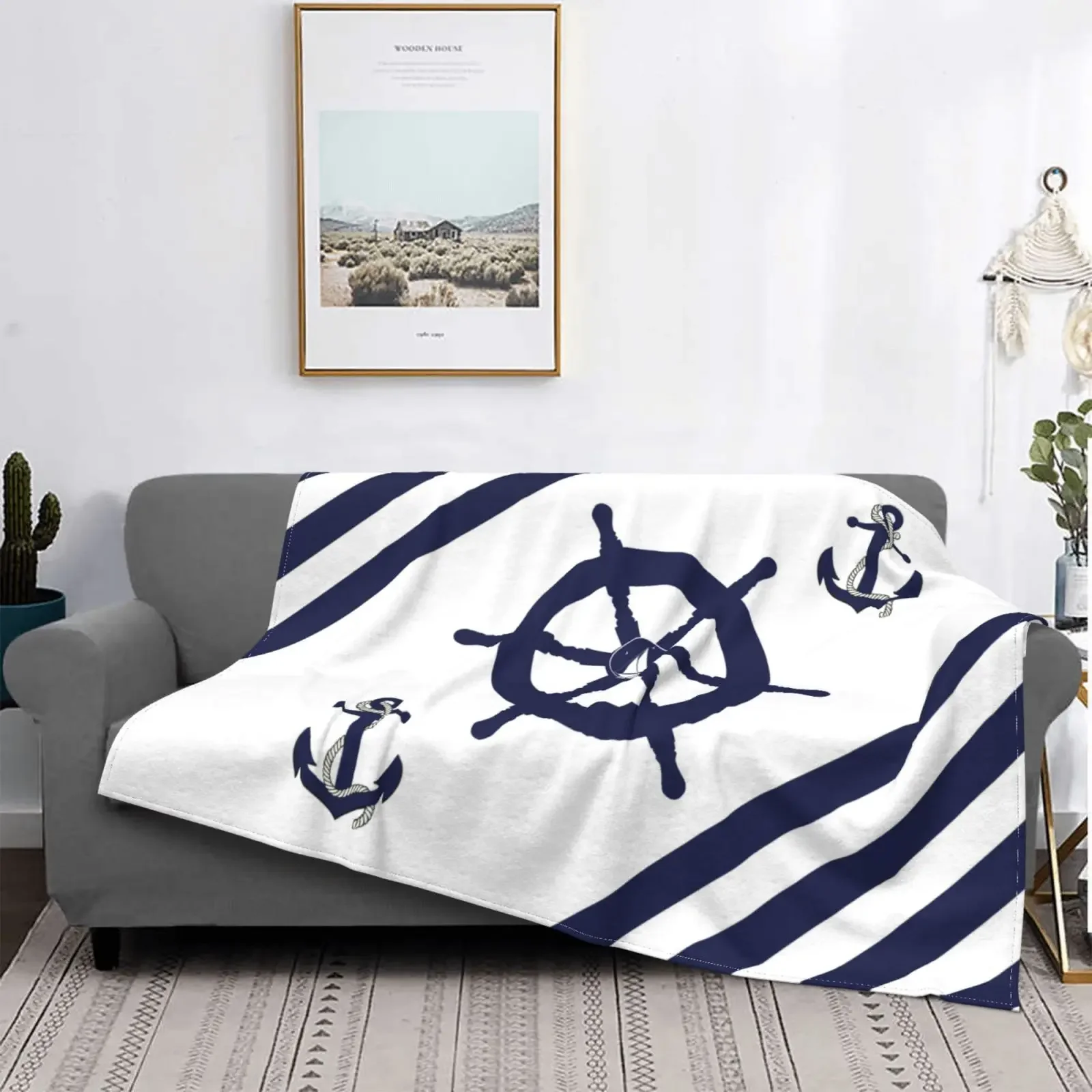 

blue nautical decorative blanket bed blanket soft flannel blanket throw blanket lunch break blanket sofa blanket customizable
