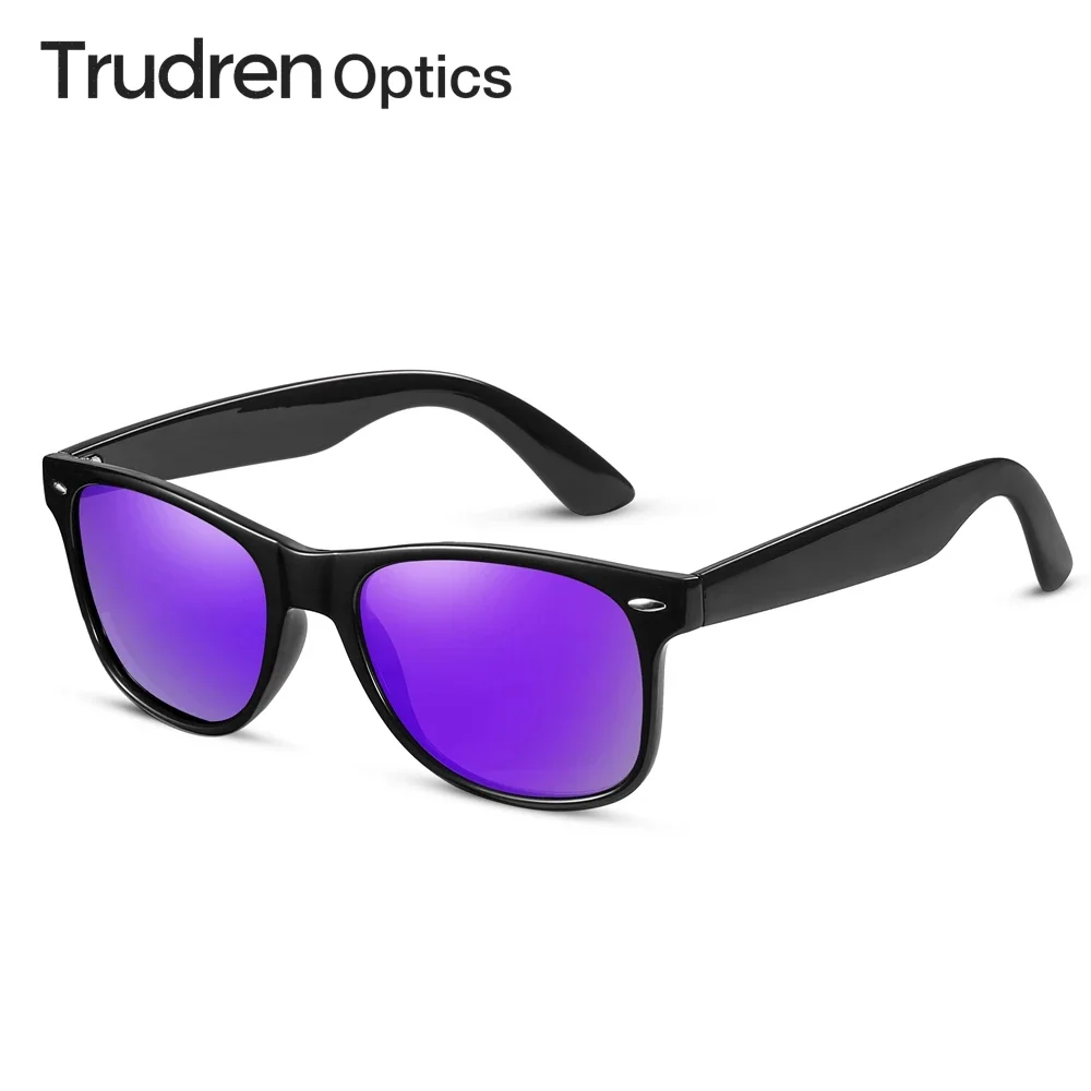 

Trudren Womens Classic Square Polarized Sunglasses for Hiking Mens Horn Rimmed Sun Glasses Iconic Metal Rivets Sunglass RB2140