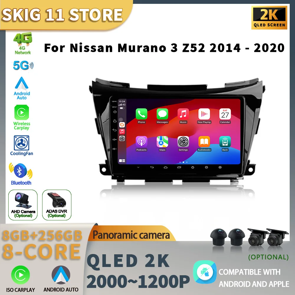 Radio Multimedia para Auto Nissan Murano 3 Z52 2014-2020, Reproductor, Navegación, Estéreo, GPS, Carplay, Android 14, Pantalla Estéreo 1