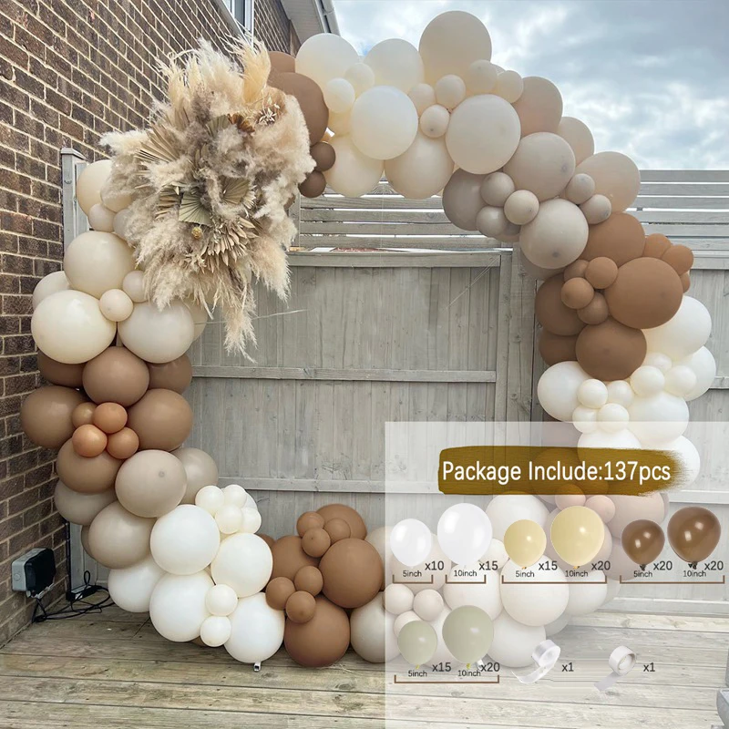 Aprikose Kaffee Braune Luftballons Girlande Bogen Kit Hochzeit Geburtstag Party Dekorationen Kinder Baby Dusche Liefert Latex Ballon Globos – Detail 10