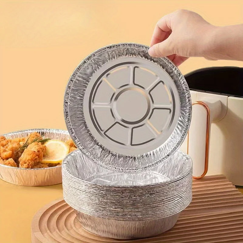 10/20/30pcs Air Fryer Disposable Foil Dish Disposable Food Grade Tin Foil Household Oven Baking Trays Grilling Plates