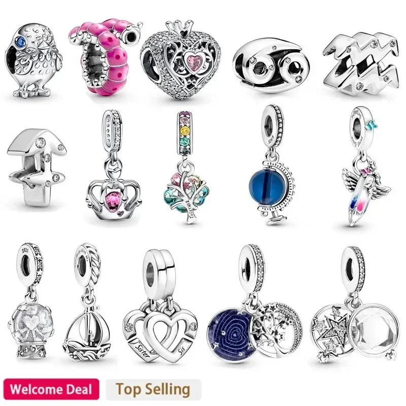

2024 Hot selling Women's Classic 925 Sterling Silver Bracelet Original Charm Ring Earrings DIY Gift Luxury Jewelry Necklace