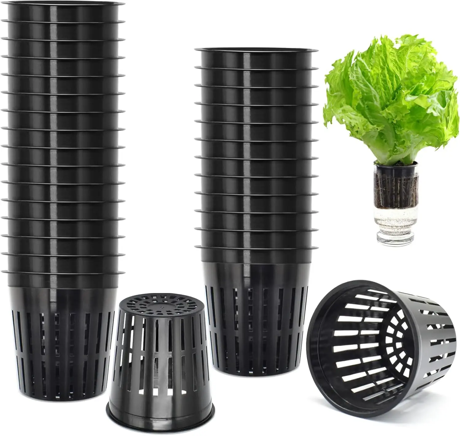 25/50 Packs 2 Inch Net Pots Hydroponics Supplies Cups Round Wide Lip Design Orchids Aquaponics Garden Slotted Mesh Net Pot