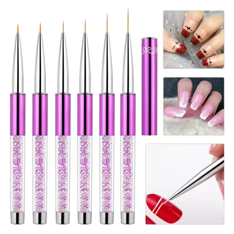 

5/7/9/11/15/20mm Nail Art Liner Brush With For UV Gel Polish Drawing Line Flower Rhinestone Acrylic handle Manicure Tools