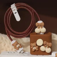 New Charger Cable Protector for Iphone 15 14 13 18W/20W Charger Protector Cover Cartoon Bear Protective Data Line Spiral Winder 2