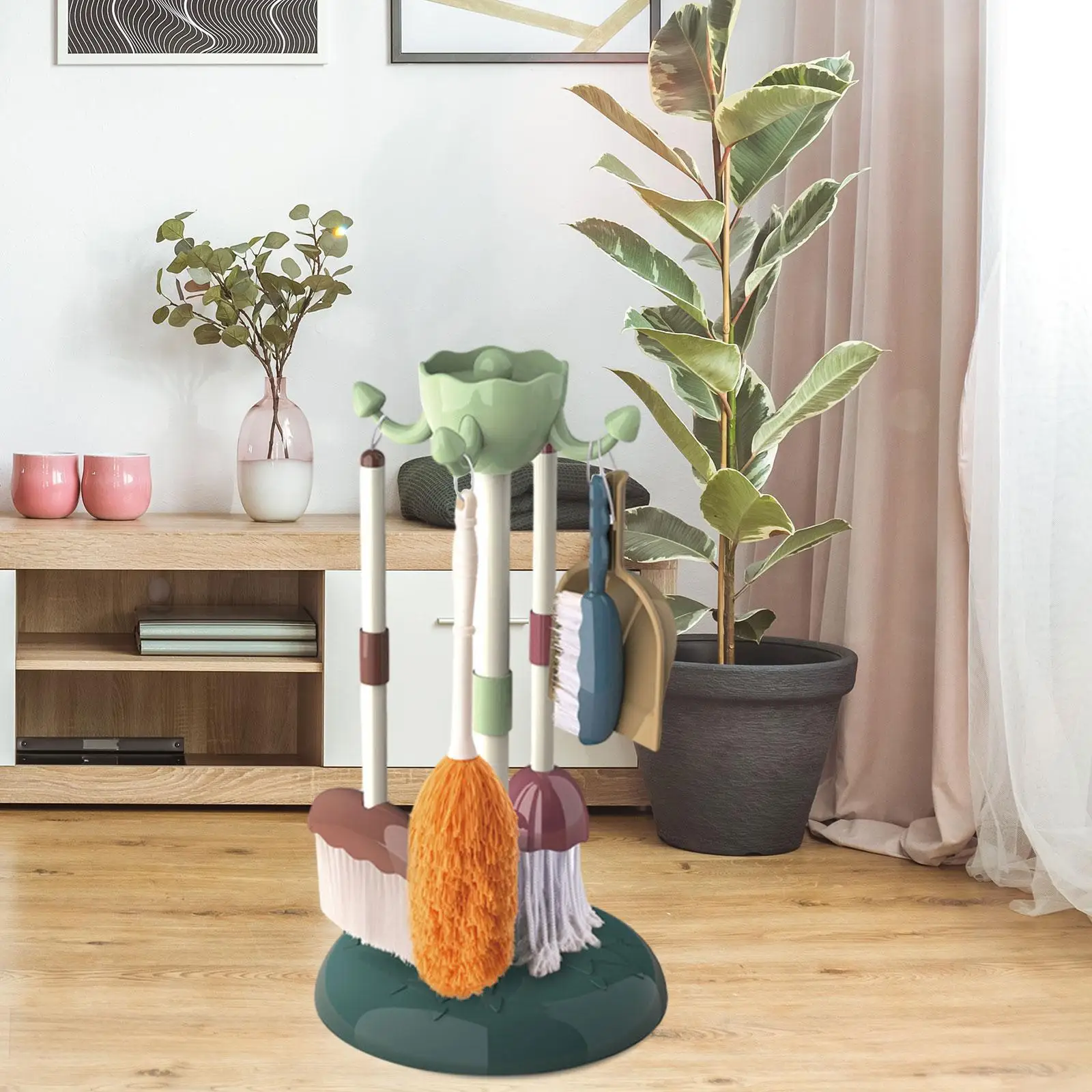 

Kids Cleaning Set Duster Dustpan Hand Brush Mop Kids Broom and Mop Set Kids