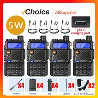 4Pcs Baofeng UV-5R 5W Tri-Power Walkie Talkie High Power Dual Band Long Range Portable Handheld UV 5R Radio 1