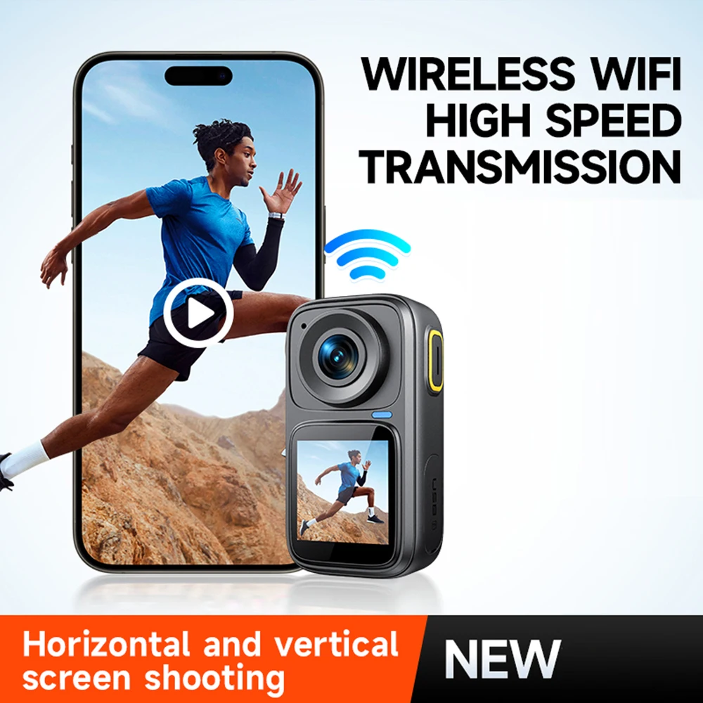 4K/30FPS Sports Camera Dual Screen WiFi Action Camera 6-Axis Anti-Shake APP Remote Control Built-in Battery for Surfing Diving 3