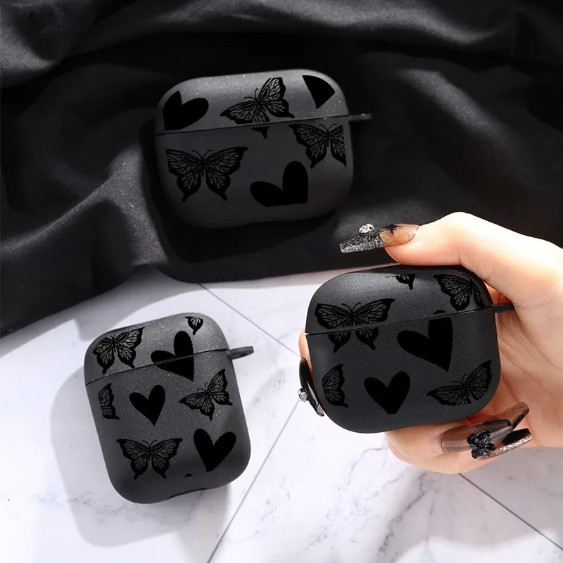 Butterfly Print Earphone Case for Airpods with Keychain