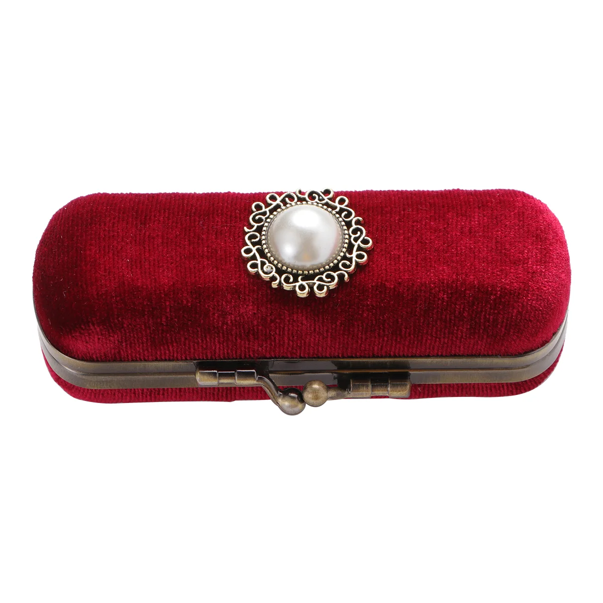 

Retro Lipstick Box Lip Balm Organizer Bag Durable Storage Case With Mirror (Red, Random Inner Color)