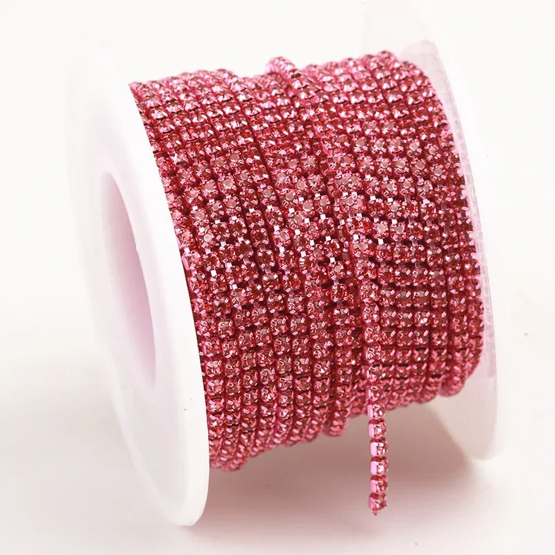 Opal Glass Rhinestone Trim in Pink, Green, and Blue – 1 Yard for DIY Wedding Dress Decoration