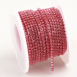 Opal Glass Rhinestone Trim in Pink, Green, and Blue - 1 Yard for DIY Wedding Dress Decoration (Rose)