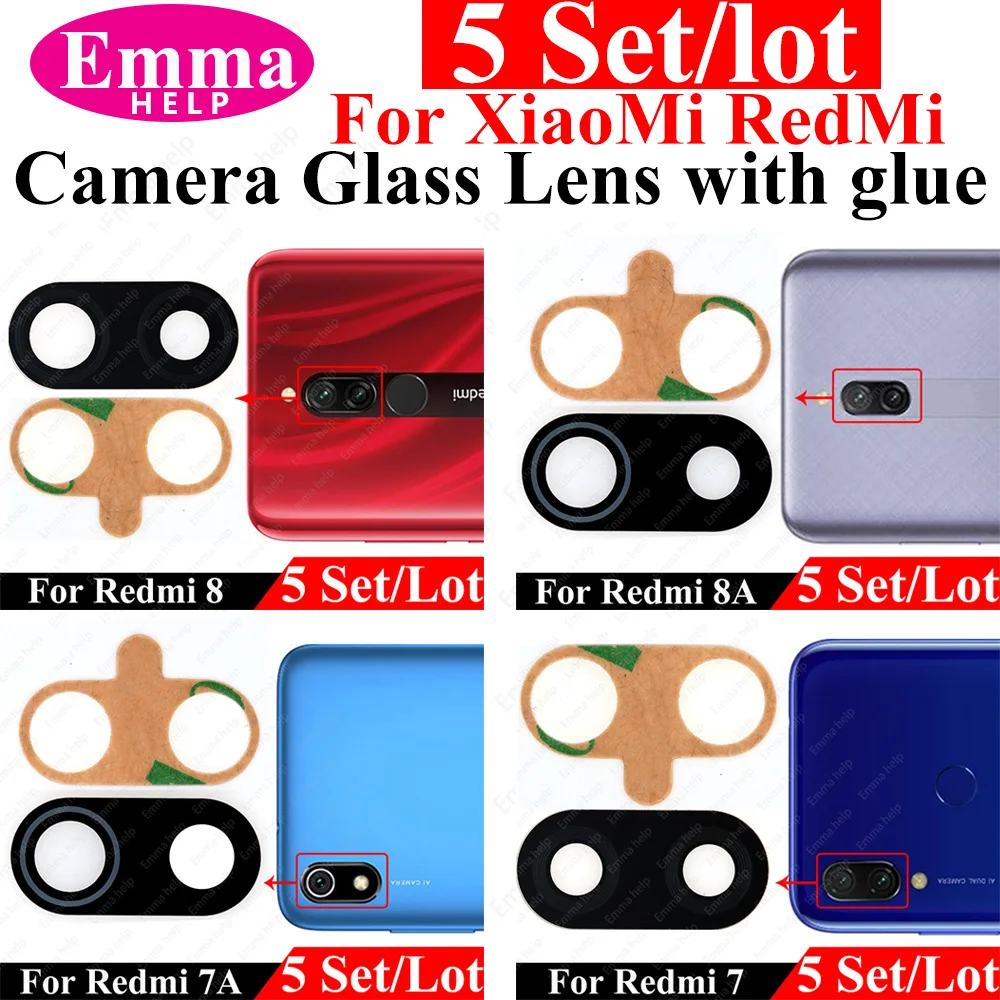 5Pcs Rear Camera Glass Lens with Adhesive Sticker For Xiaomi Redmi 10A 10C 9T 9C 9A 9 8A 7A 6A 6Pro Back Rear Phone Accessorie phone camera lens,camera lens cover