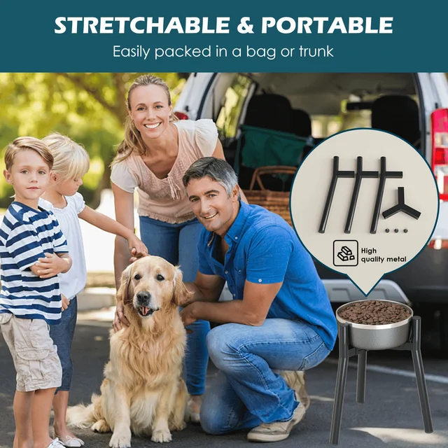 Metal Adjustable Elevated Dog Food Bowls Stand for Large and Extra Large Sized Dog, raised dog bowls(Bowl Not Included) 6