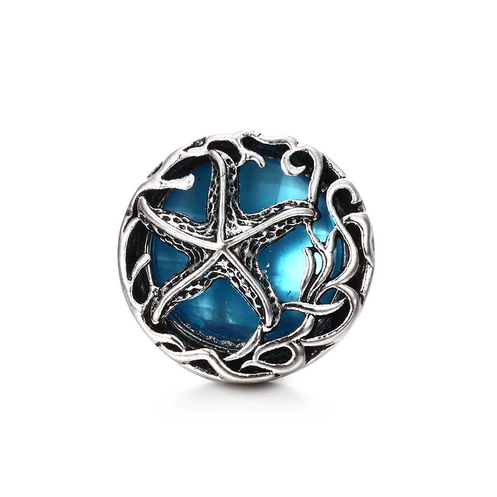 15pcs Colorful Crystal Starfish 18mm Snap Button Fit Snaps Bracelet  Necklace DIY Charms Jewelry