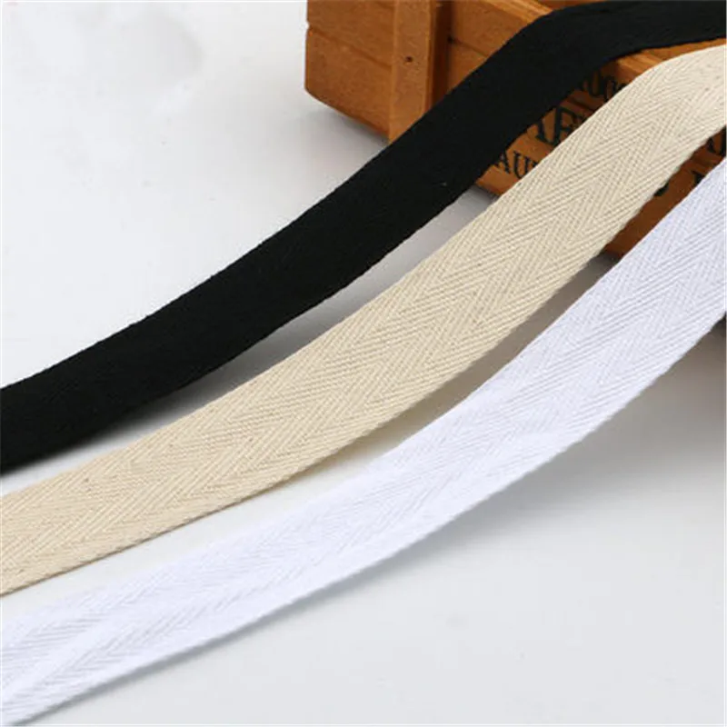 100% 코튼 헤링본 테이프 패키지 코튼 리본, 수제 DIY 천 액세서리, 10mm, 15mm, 20mm, 25mm, 30mm, 40mm, 50mm, 50 야드