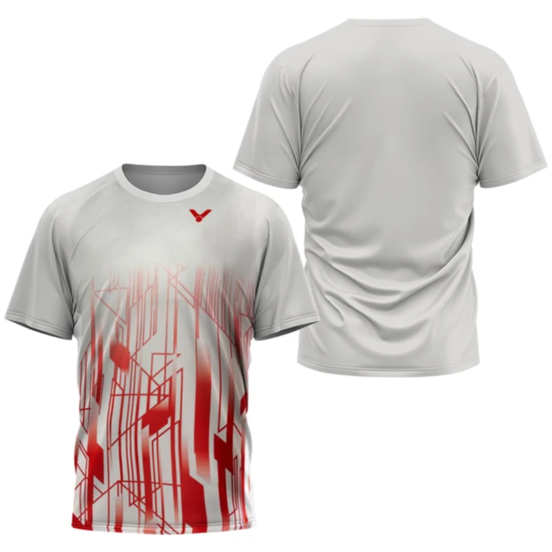 Men's T-Shirts Gradient Harajuku Badminton Table Tennis Tracksuits Summer Comfortable Breathable Quick Dry Tees Loose Sports Top