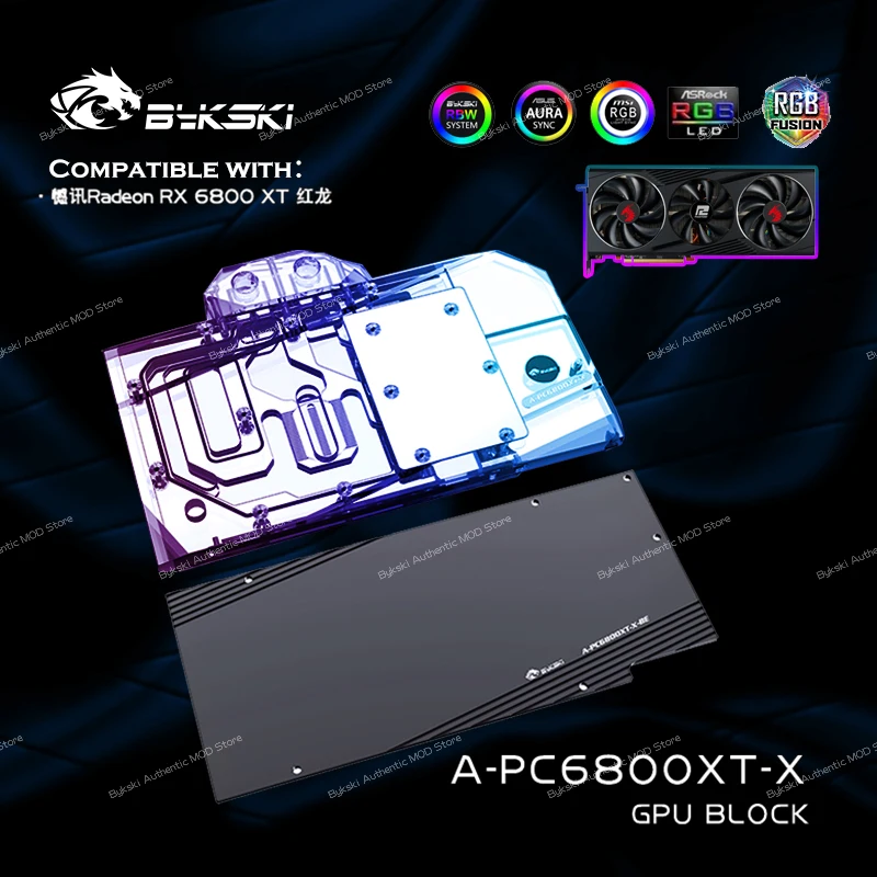 Bykski A-Pc6800Xt-X,Gpu Waterblock Per Powercolor Radeon Rx 6800 Xt Super Edition Radiatore Per Scheda Grafica Red Dragon, Dispositivo Di Raffreddamen