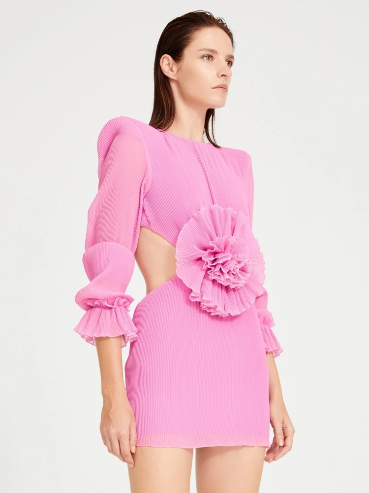 Intricate Flower Decorations Stylish Sleeveless Dress