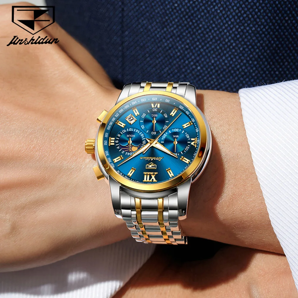 jsdun 8985 men watch business steel date chronograph top luxury moonphase waterproof luminous men's original quartz watch JSDUN 8985 Men Watch Business Steel Date Chronograph Top Luxury Moonphase Waterproof Luminous Men's Original Quartz Watch 2