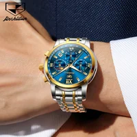 ساعة رجالية JSDUN 8985، ساعة عمل أنيقة من الفولاذ، مزودة بوظيفة عرض التاريخ والكرونوغراف، تتميز بوظيفة عرض أطوار القمر، مقاومة للماء، وإضاءة خلفية، تعمل بنظام كوارتز أصلي. JSDUN 8985 Men Watch Business Steel Date Chronograph Top Luxury Moonphase Waterproof Luminous Men's Original Quartz Watch 2
