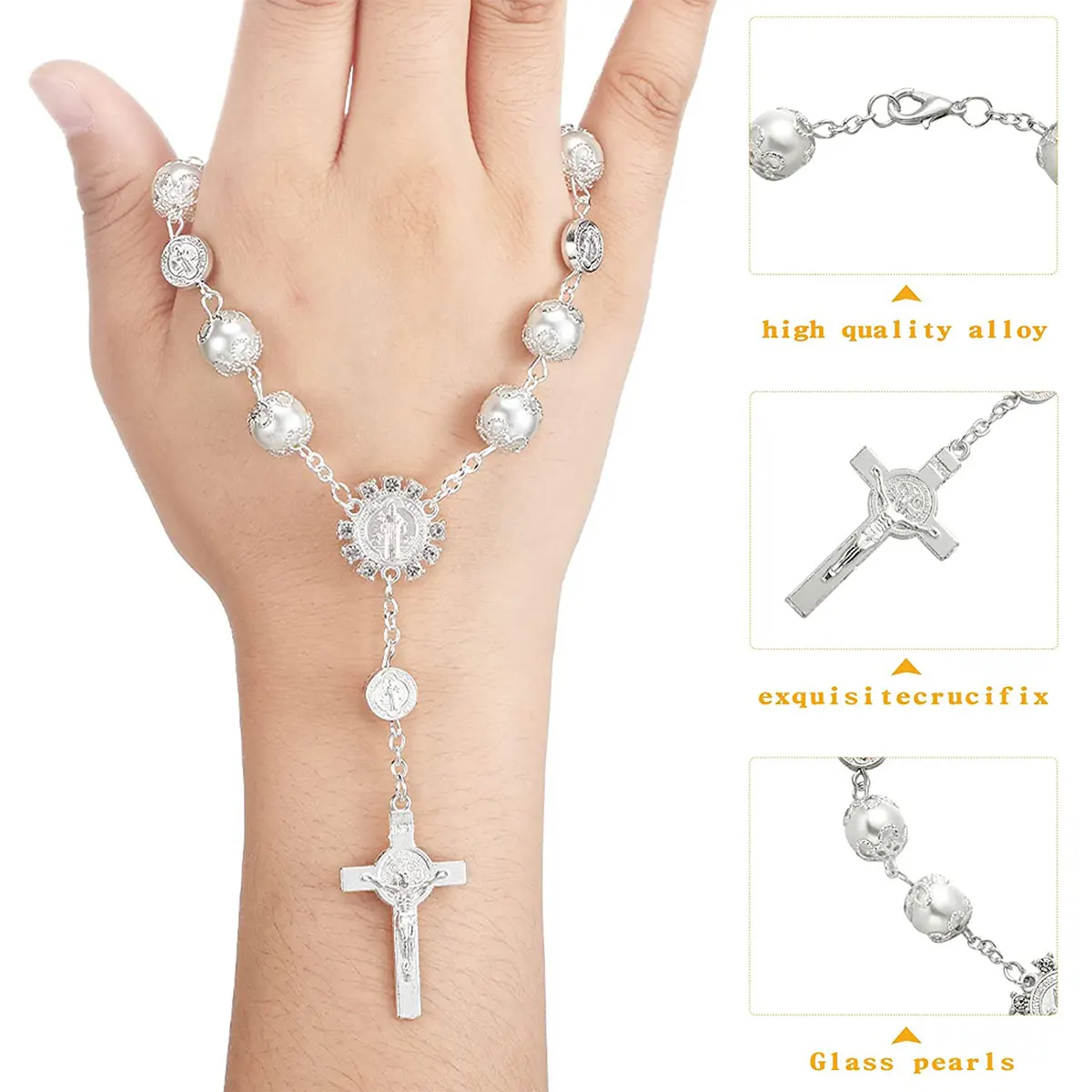 Pearl Cross Car Ornament 4