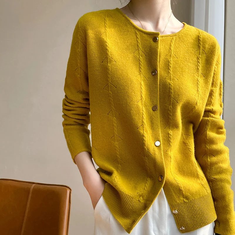 brown sweater BELIARST Cashmere Cardigan Women's Crew Neck Sweater 100% Pure Wool Knit Tops Spring and Autumn New Jacket Korean Fashion Coat blue sweater Sweaters