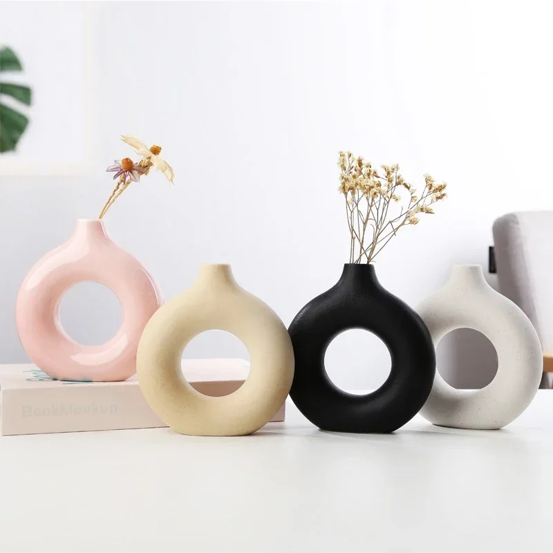 Nordic Style Flower Vase Morandi Geometric Vase Ceramic Art Crafts Bedroom Living Room Desktop Decoration Vase Decoration Home 5