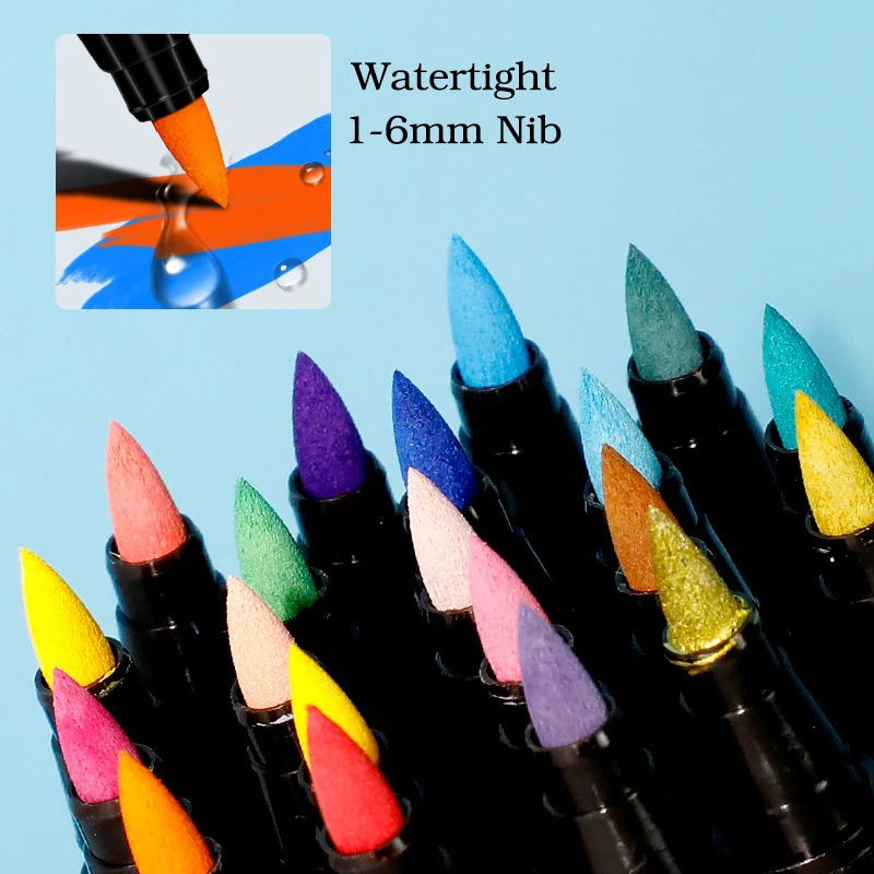 12 색 아크릴 페인트 마커 세트 바위 그림에 대 한 부드러운 펜촉 낙서 펜 돌 세라믹 유리 나무 캔버스 DIY 미술 용품 ??A-116