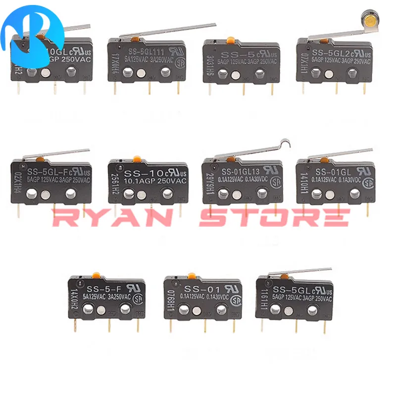 Micro Interruptor de Limite Original Ss5 ss 5gl 5gl2 5gl13 5gl-f 5gl2-f 5-f 10 Ss10gl 10gl2 10gl13 01 01gl 01gl2 01gl13 Pcs 100 Novo