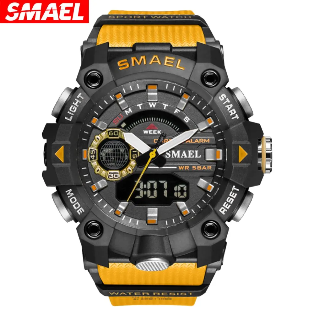 Men sports watch Shock Resistant 50M Waterproof LED Alarm Stopwatch Clock Military 8040