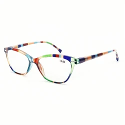 Chic Cat Eye Rivet Reading Glasses - +200 (BLUE)