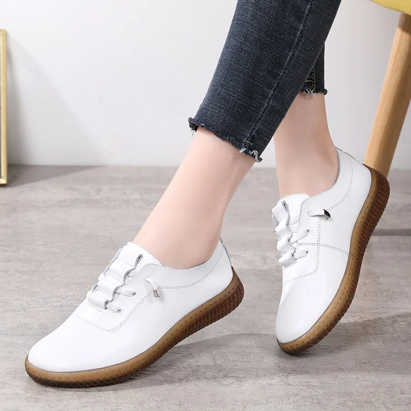 YeddaMavis Autumn Women Loafers Shoes Women Genuine Leather Casuals Sneakers Shoes Slip on Women Flats Walking Shoes Shoes Women