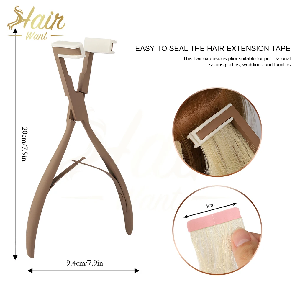 Hair Want Tape in Hair Extensions Sealing Pliers Stainless Steel Extensions Pliers Flat Surface Tool