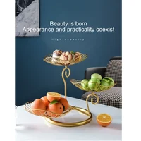 Creative Simple Three-layer Fruit Tray Groceries Fruit Vegetable Basket Bracket Decoration Fruit Bowl Storage Rack Black Gold 2